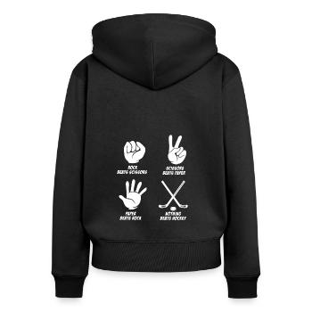 Hockey Hockeyspieler Eishockey Geschenk - Frauen Premium Bio Zip Hoodie - Schwarz - Hinten - Julia (174cm)