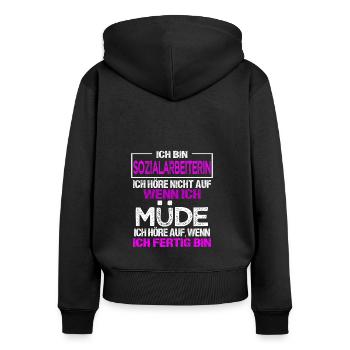 Ich bin Sozialarbeiterin Geschenk soziale Berufe - Frauen Premium Bio Zip Hoodie - Schwarz - Hinten - Julia (174cm)