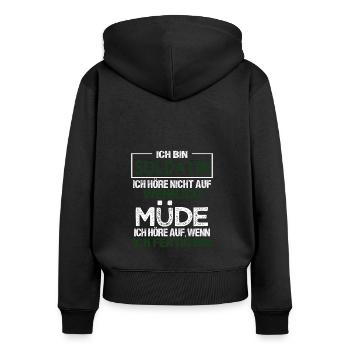 Ich bin Soldatin Geschenk Militär Einsatz Sprüche - Frauen Premium Bio Zip Hoodie - Schwarz - Hinten - Julia (174cm)