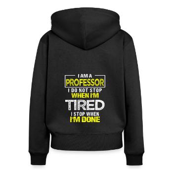 Je suis professeur à l'Université cadeau Prof - Sweat à capuche zippé Premium bio Femme - noir - Dos - Julia (174cm)