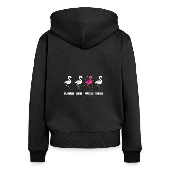 Professorin Geschenk Flamingo Uni Professur - Frauen Premium Bio Zip Hoodie - Schwarz - Hinten - Julia (174cm)