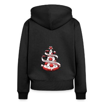 All I Want For Christmas Is Pizza - Frauen Premium Bio Zip Hoodie - Schwarz - Hinten - Julia (174cm)
