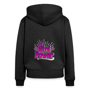 Girl Power - Girl Power - Sweat à capuche zippé Premium bio Femme - noir - Dos - Julia (174cm)