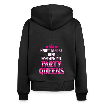 Kniet nieder, Party Queens kommen - Gruppen Shirt - Frauen Premium Bio Zip Hoodie - Schwarz - Hinten - Julia (174cm)