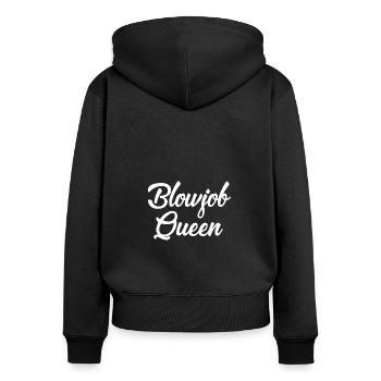 Blowjob Queen white - Frauen Premium Bio Zip Hoodie - Schwarz - Hinten - Julia (174cm)