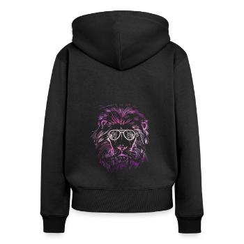 Lion cadeau lion chemise Cool prédateur - Sweat à capuche zippé Premium bio Femme - noir - Dos - Julia (174cm)