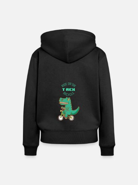 Strample oder sterbe - T-Rex Fahrrad - Frauen Premium Bio Zip Hoodie - Schwarz