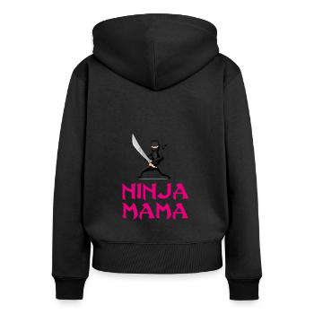 Ninja Mama Mutter Mutti T-Shirt Mutterag Geburtsta - Frauen Premium Bio Zip Hoodie - Schwarz - Hinten - Julia (174cm)