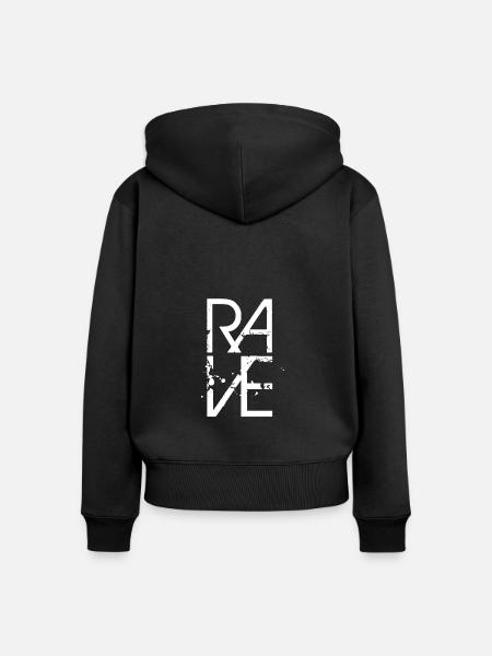 Rave - Frauen Premium Bio Zip Hoodie - Schwarz