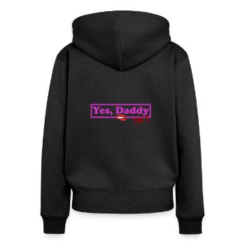 Yes Daddy Spank Me Sexual BDSM Fetisch - Frauen Premium Bio Zip Hoodie - Schwarz - Hinten - Julia (174cm)