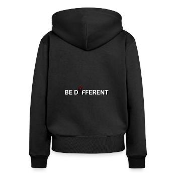BE DIFFERENT – Red Rose Self-Love Positivity - Women's Premium Organic Zip Hoodie - black - Back - Julia (174cm)
