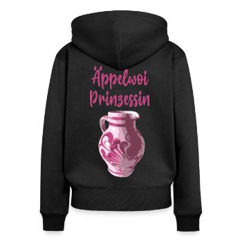 äppelwoi prinzessin,apfelwein,krug,pfälzer, - Frauen Premium Bio Zip Hoodie - Schwarz - Hinten - Julia (174cm)