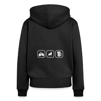 Cadeau de chasseur et d’agriculteur - Sweat à capuche zippé Premium bio Femme - noir - Dos - Julia (174cm)