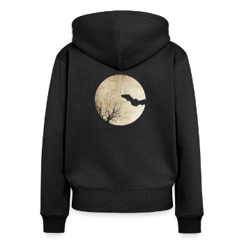 Nuit de chauve-souris - Sweat à capuche zippé Premium bio Femme - noir - Dos - Julia (174cm)