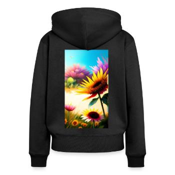 Floral 3 - Sweat à capuche zippé Premium bio Femme - noir - Dos - Julia (174cm)