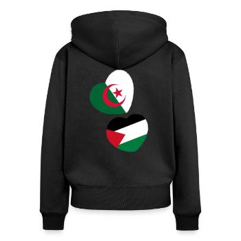 algérie & Palestine - Sweat à capuche zippé Premium bio Femme - noir - Dos - Julia (174cm)