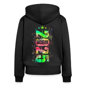 Bachelor 2025 bunt - Frauen Premium Bio Zip Hoodie - Schwarz - Hinten - Julia (174cm)