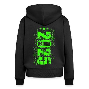 Matura 2025 - Frauen Premium Bio Zip Hoodie - Schwarz - Hinten - Julia (174cm)