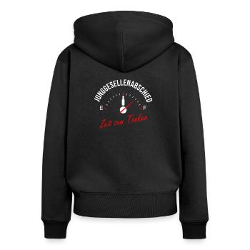 Junggesellenabschied - Zeit zum Tanken - Frauen Premium Bio Zip Hoodie - Schwarz - Hinten - Julia (174cm)