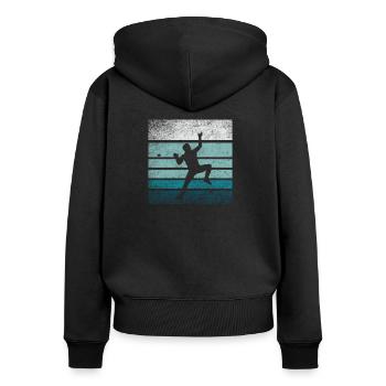 Klettern Retro Silhouette - Frauen Premium Bio Zip Hoodie - Schwarz - Hinten - Julia (174cm)