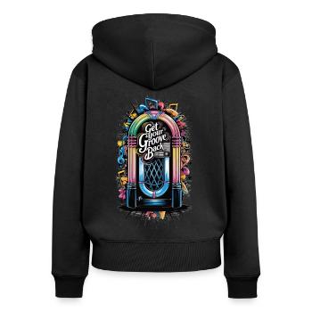 JukeBox - Retrouvez votre rythme - Sweat à capuche zippé Premium bio Femme - noir - Dos - Julia (174cm)