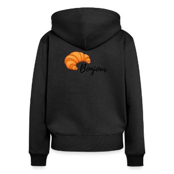 Croissant Breakfast bonjour french bread eat food - Frauen Premium Bio Zip Hoodie - Schwarz - Hinten - Julia (174cm)