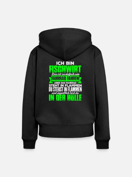 FISCHWIRT - Hölle - Frauen Premium Bio Zip Hoodie - Schwarz