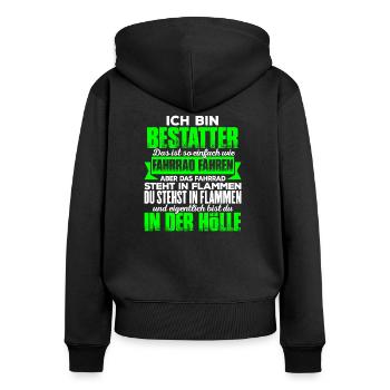 BESTATTER - Hölle - Frauen Premium Bio Zip Hoodie - Schwarz - Hinten - Julia (174cm)