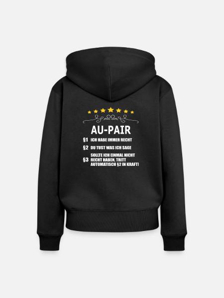 AU-PAIR - Frauen Premium Bio Zip Hoodie - Schwarz
