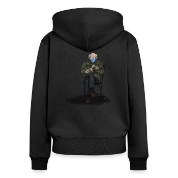 Grand-père sur une chaise pliante - Sweat à capuche zippé Premium bio Femme - noir - Dos - Julia (174cm)