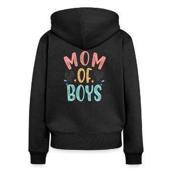 Mom of boys - Frauen Premium Bio Zip Hoodie - Schwarz - Hinten - Julia (174cm)