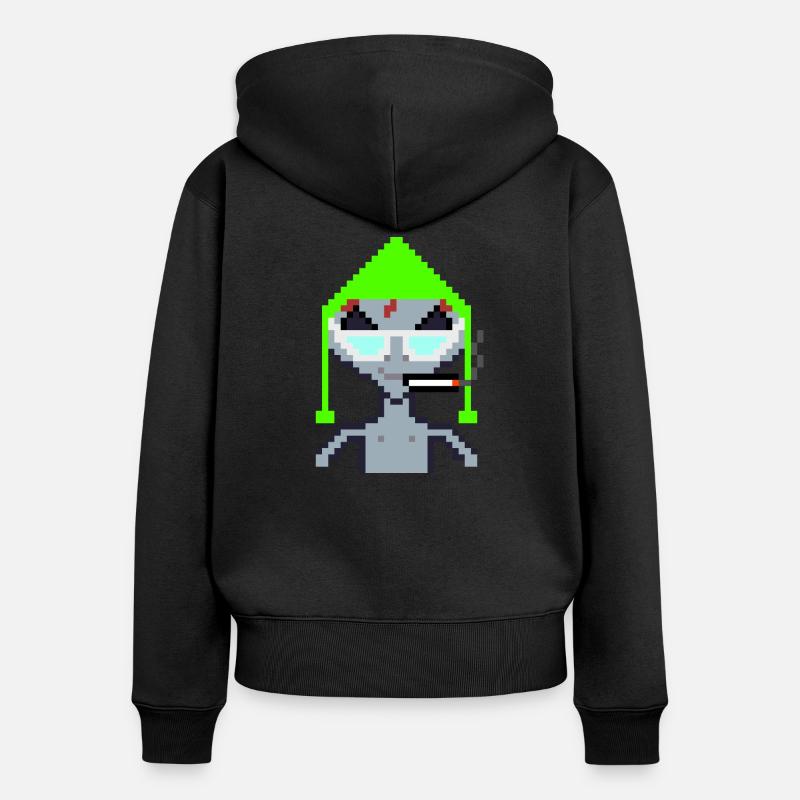 Pixel Alien « Fumée d’été » - Sweat à capuche zippé Premium bio Femme - noir