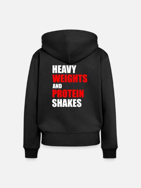 Schwere Gewichte und Proteinshakes - Frauen Premium Bio Zip Hoodie - Schwarz