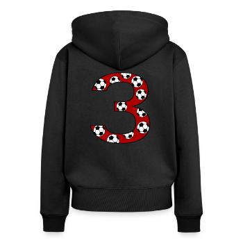 3. Geburtstag Fußball rot - Frauen Premium Bio Zip Hoodie - Schwarz - Hinten - Julia (174cm)