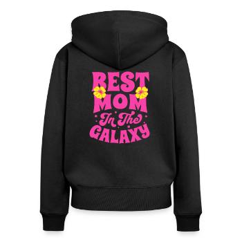 BEST MOM IN THE GALAXY - Frauen Premium Bio Zip Hoodie - Schwarz - Hinten - Julia (174cm)