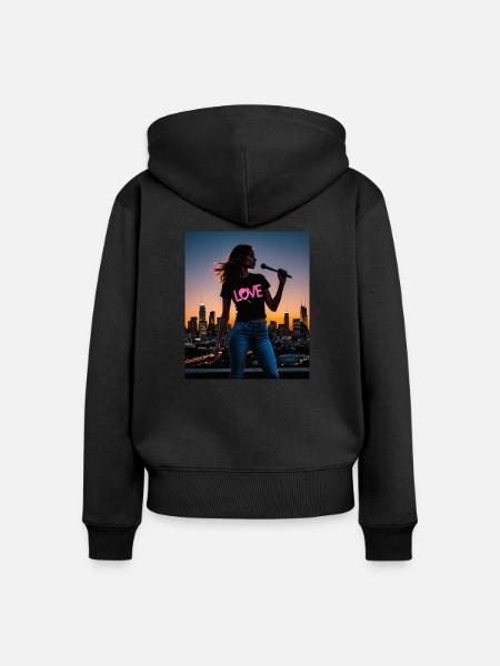 Women - Premium økologisk hoodie med lynlås til kvinder - sort