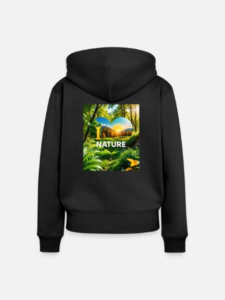 Nature - Frauen Premium Bio Zip Hoodie - Schwarz
