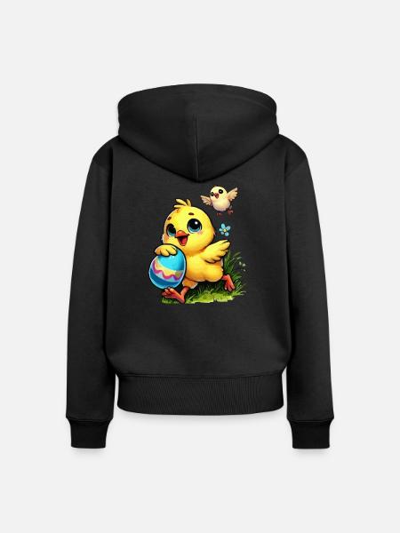 kuecken ostern - Frauen Premium Bio Zip Hoodie - Schwarz