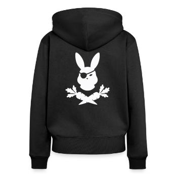 hase pirat - Frauen Premium Bio Zip Hoodie - Schwarz - Hinten - Julia (174cm)