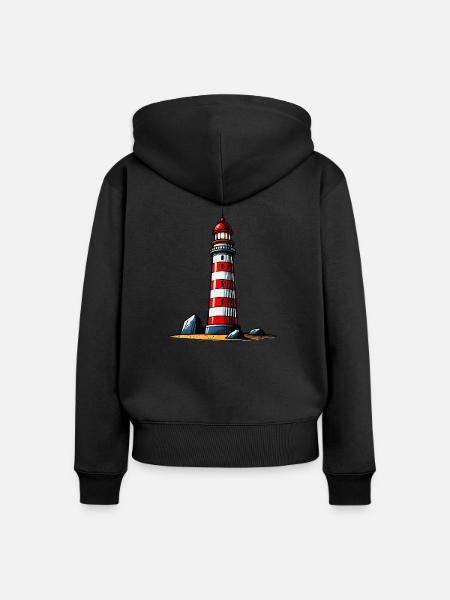 Leuchtturm - Frauen Premium Bio Zip Hoodie - Schwarz