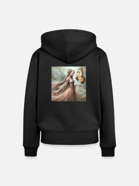 Schmetterlings-Fee. - Frauen Premium Bio Zip Hoodie - Schwarz