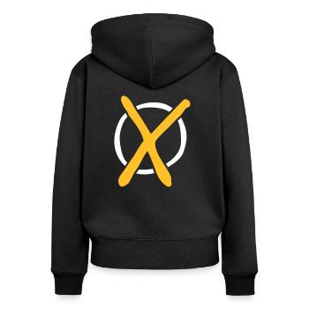 Wahl Kreuz - Frauen Premium Bio Zip Hoodie - Schwarz - Hinten - Julia (174cm)