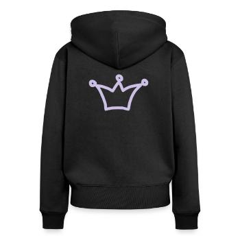 iYpsilon Krone - Frauen Premium Bio Zip Hoodie - Schwarz - Hinten - Julia (174cm)