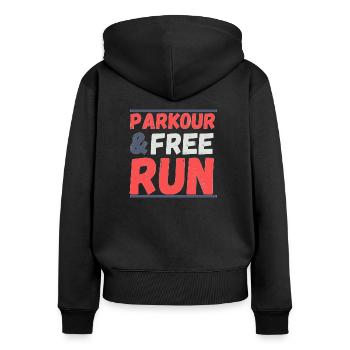 Parkour & FreeRun - Sweat à capuche zippé Premium bio Femme - noir - Dos - Julia (174cm)