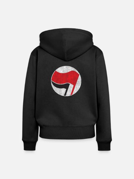 Antifaschistisch - Frauen Premium Bio Zip Hoodie - Schwarz