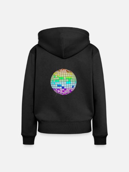 bunte Discokugel - Frauen Premium Bio Zip Hoodie - Schwarz