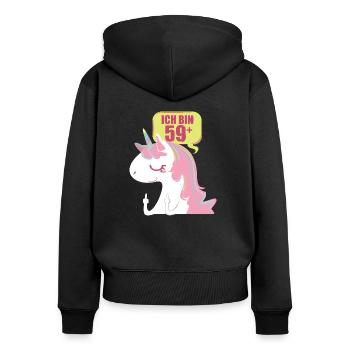 60 60. Geburtstag - Frauen Premium Bio Zip Hoodie - Schwarz - Hinten - Julia (174cm)