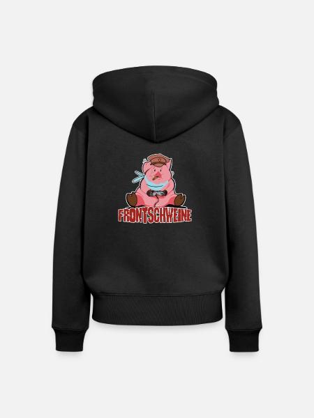Frontschweine - Frauen Premium Bio Zip Hoodie - Schwarz