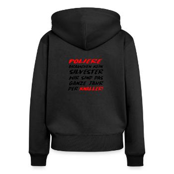 Polier Baustelle Geschenkidee - Frauen Premium Bio Zip Hoodie - Schwarz - Hinten - Julia (174cm)