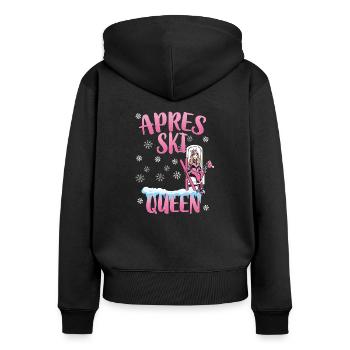 Apres Ski Queen - Frauen Premium Bio Zip Hoodie - Schwarz - Hinten - Julia (174cm)